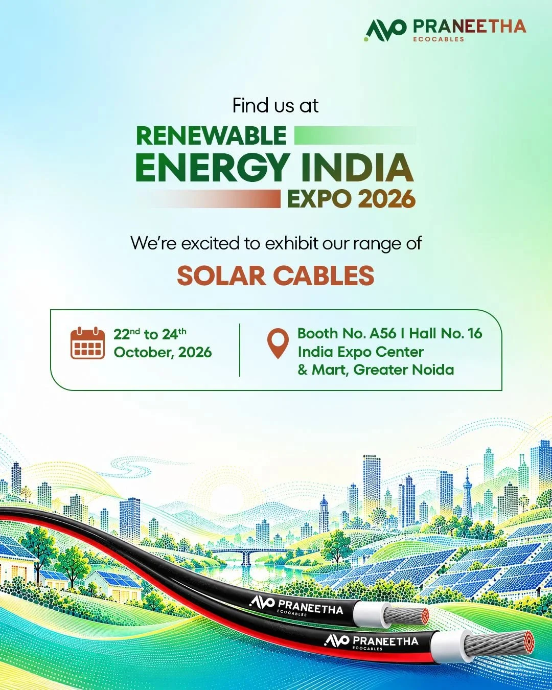 Find Praneetha EcoCables at Renewable Energy India Expo 2026