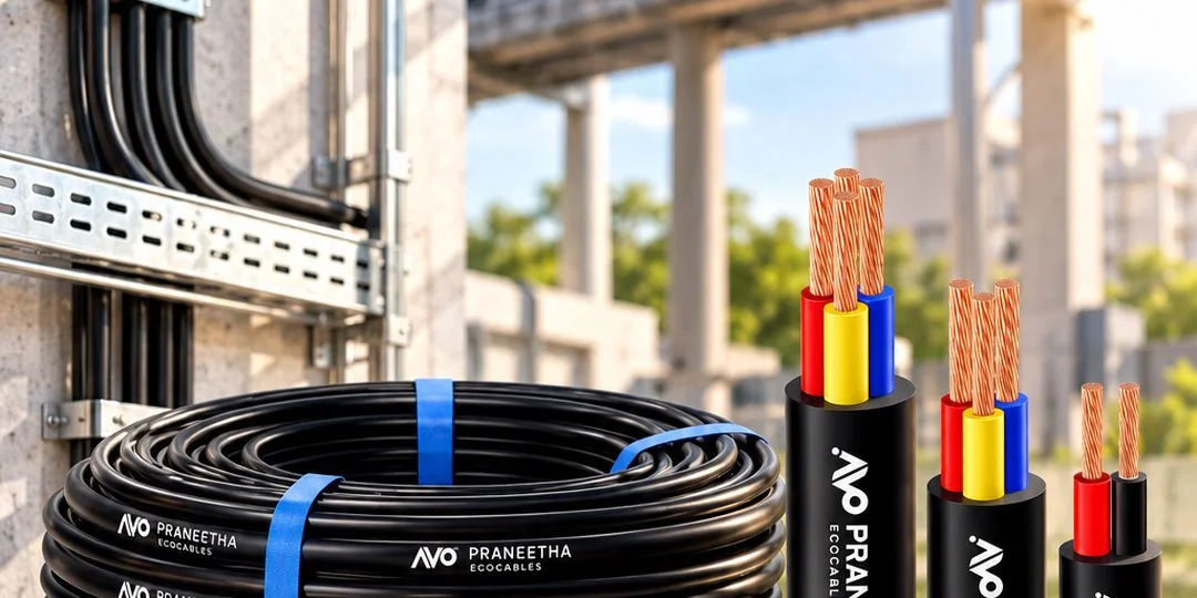 Multi-core flexible cables with red, yellow, blue and black cores